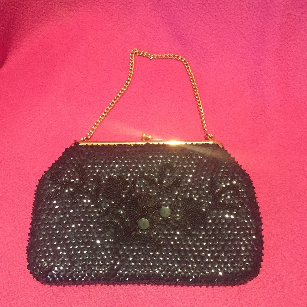 Vintage Black Sequin Bag